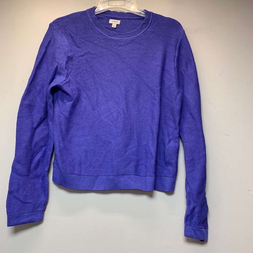 J.Crew Ribbed Crewneck Sweater Womens Large Purple Excellent Textured Knit Top